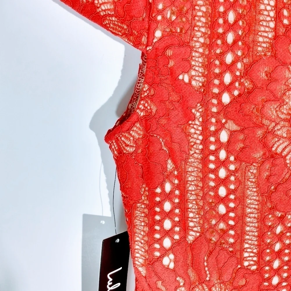 LULU'S LILIAN RED LACE MINI DRESS NWT SIZE LARGE - Picture 13 of 14